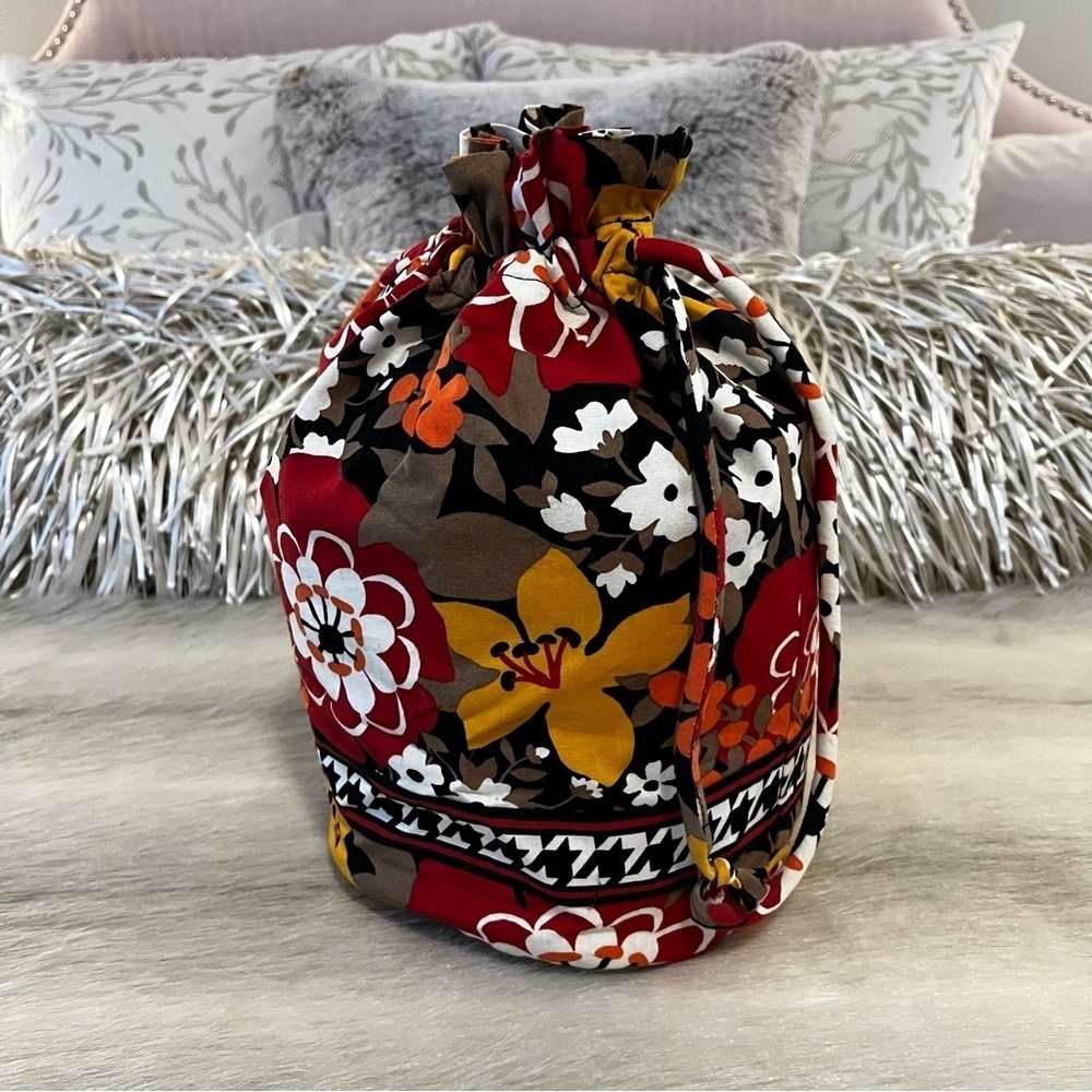 VERA BRADLEY Bittersweet 2013 Ditty Bag Drawstring Lined Yellow Brown Y2K Travel - Picture 3 of 13